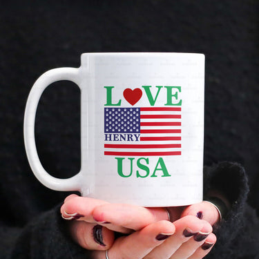 Personalized Dog Gift Idea - Love The USA For Dog Lovers - White Mug